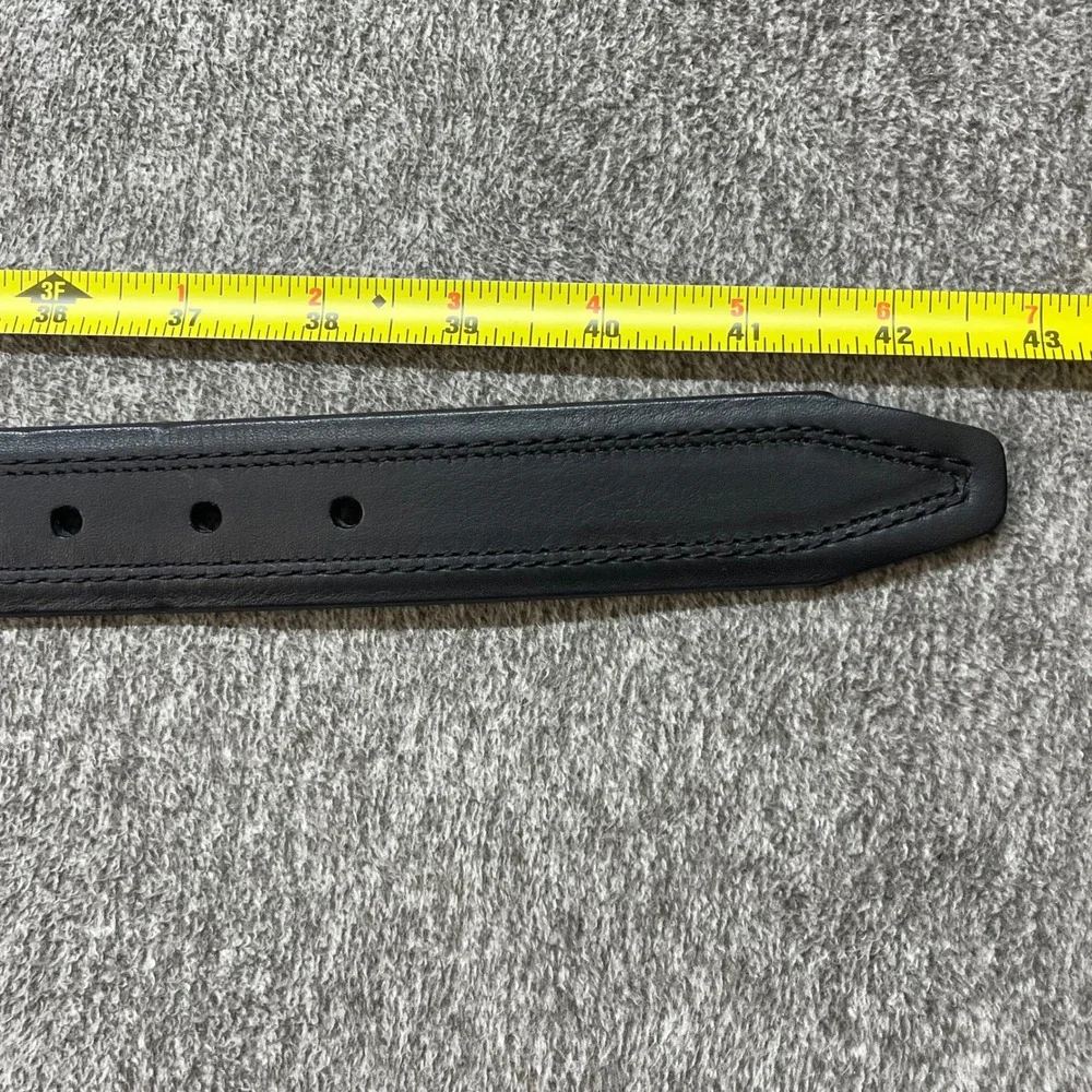 Vintage Bison Mens Black American Bison Leather Belt 36 Made in USA 1991